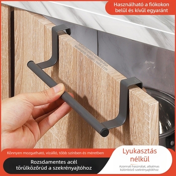 Rozsdamentes acélból készült törölközőtartó az ajtós szekrényhez, felület huzalos befejezés, 1 réteg, modern egyszerű stílus