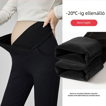 Kismama denim leggings fleecével bélelt, magas derekú, szoros fazon, has támogatás, pamut 30–50%