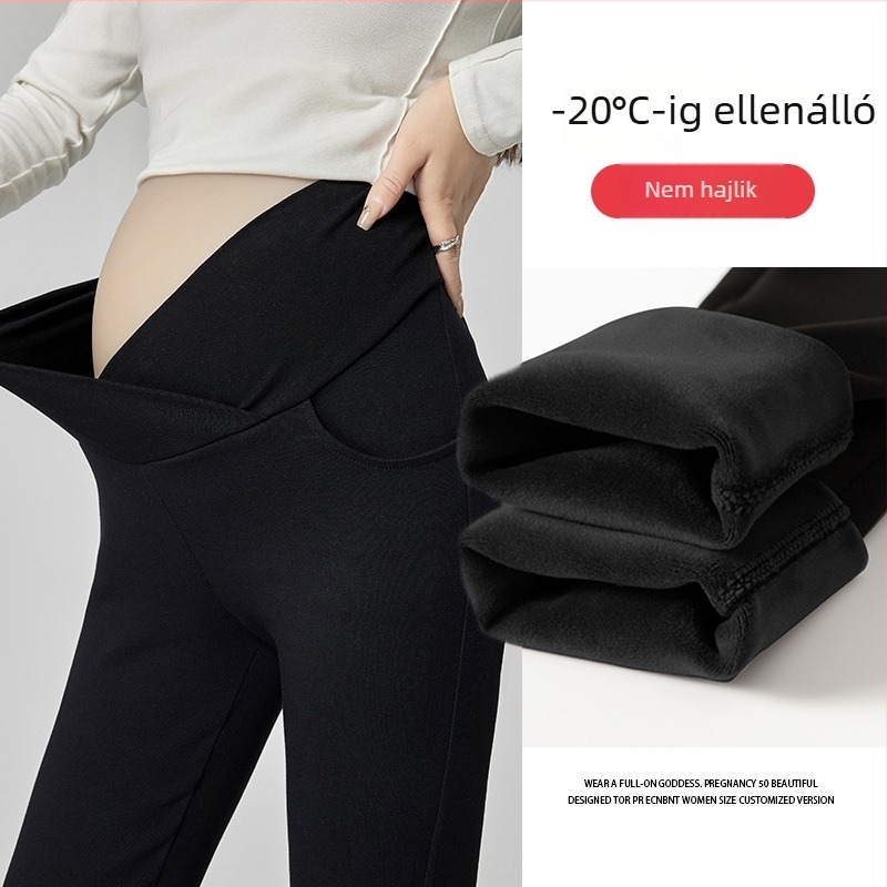 Kismama denim leggings fleecével bélelt, magas derekú, szoros fazon, has támogatás, pamut 30–50%