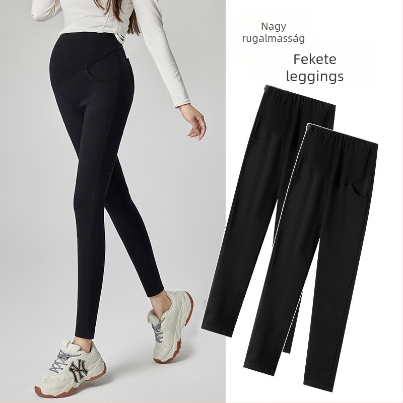 Kismama denim leggings fleecével bélelt, magas derekú, szoros fazon, has támogatás, pamut 30–50%
