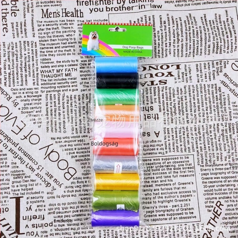 Meng Yao kisállat ürülék zacskó készlet — hordozható kutyaürülék zacskók, nyomtatás nélküli, folyamatos tekercs típus, anyag PE, vastagság általános