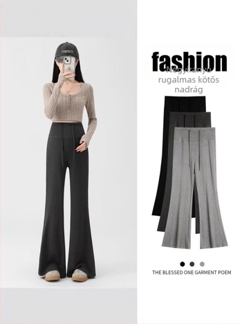 Kismama flare nadrág, magas derekú, vastag pamut 70–80%, melegen tart télen 2025