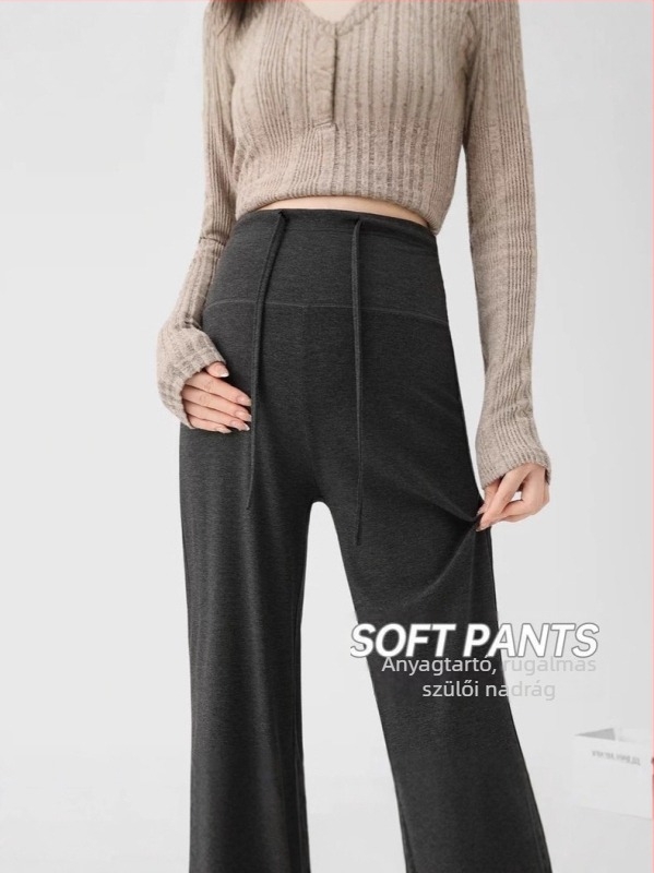 Kismama flare nadrág, magas derekú, vastag pamut 70–80%, melegen tart télen 2025