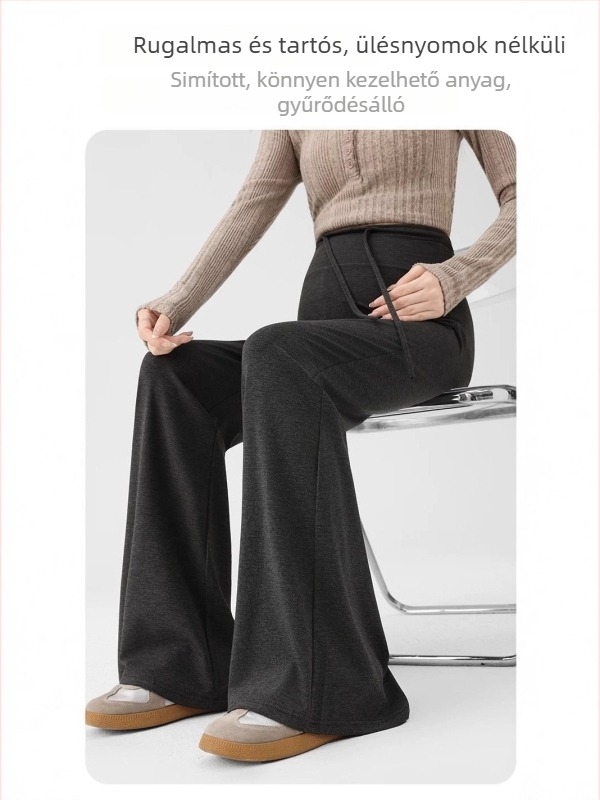 Kismama flare nadrág, magas derekú, vastag pamut 70–80%, melegen tart télen 2025