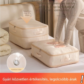 Tömörítő tároló tasak paplanokhoz, pehelypaplanokhoz és selyem paplanokhoz; dedikált rendező táska ágyneműhöz és ruházathoz.