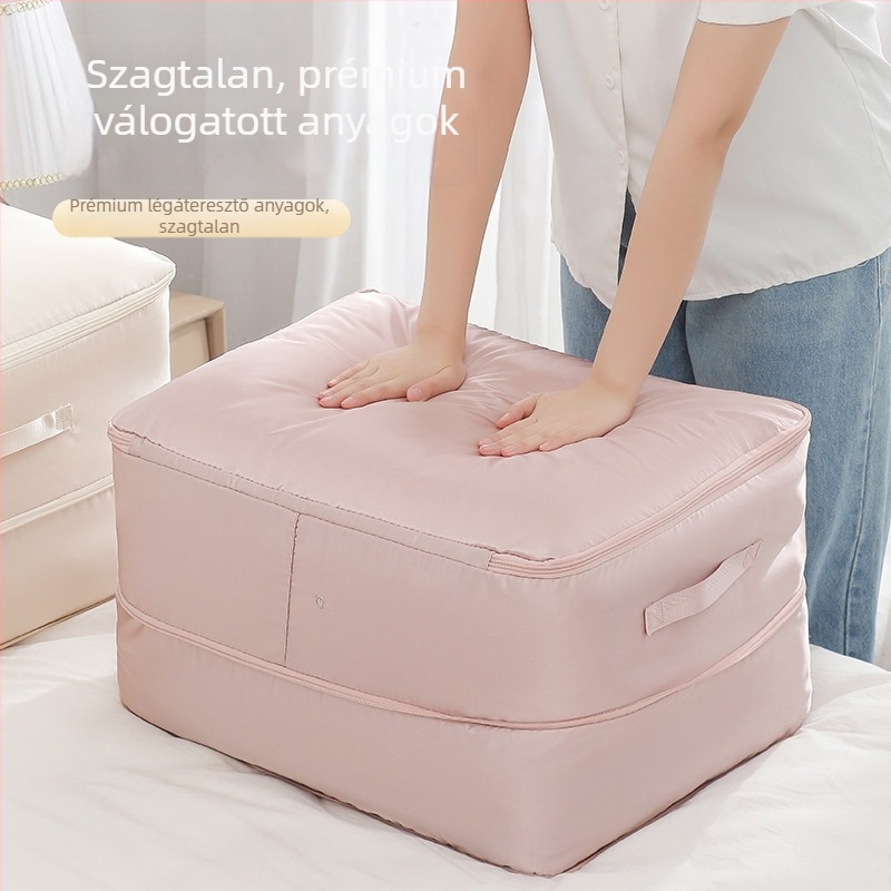 Tömörítő tároló tasak paplanokhoz, pehelypaplanokhoz és selyem paplanokhoz; dedikált rendező táska ágyneműhöz és ruházathoz.