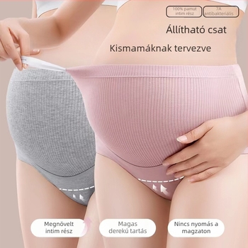 Magas derekú kismama alsónemű, tiszta pamut, állítható, varrás nélküli, has-támasz, plusz méret, rövidnadrág a középső és késői terhességre