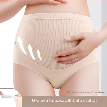 Magas derekú kismama alsónemű, tiszta pamut, állítható, varrás nélküli, has-támasz, plusz méret, rövidnadrág a középső és késői terhességre