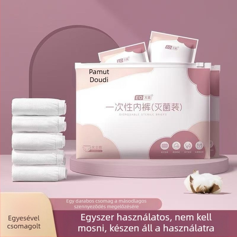 Női egyszer használatos pamut kismama alsónemű – 90–95% pamut, középmagasságú derékvonal, pamut ágyékbetét, tavasz