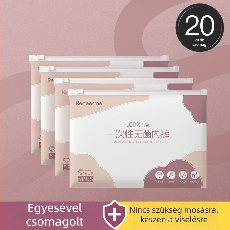 Női egyszer használatos pamut kismama alsónemű – 90–95% pamut, középmagasságú derékvonal, pamut ágyékbetét, tavasz