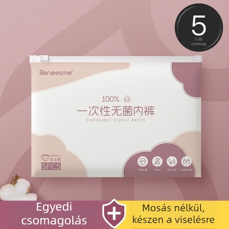 Női egyszer használatos pamut kismama alsónemű – 90–95% pamut, középmagasságú derékvonal, pamut ágyékbetét, tavasz