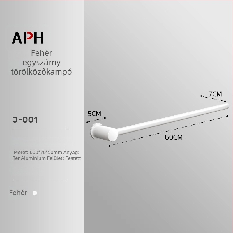 Space alumínium minimalist törölközőtartó – fúrás nélkül, egycsövű, fürdőszobai tároló, teherbírás 10 kg, felület: spray festék, anyag: alumínium ötvözet