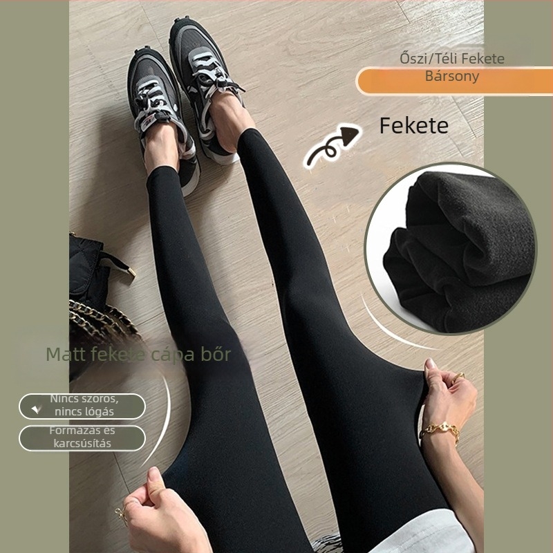 Kismama leggings fleece-béléssel az őszi-téli időszakra, jóga-stílusú, vastag és rugalmas