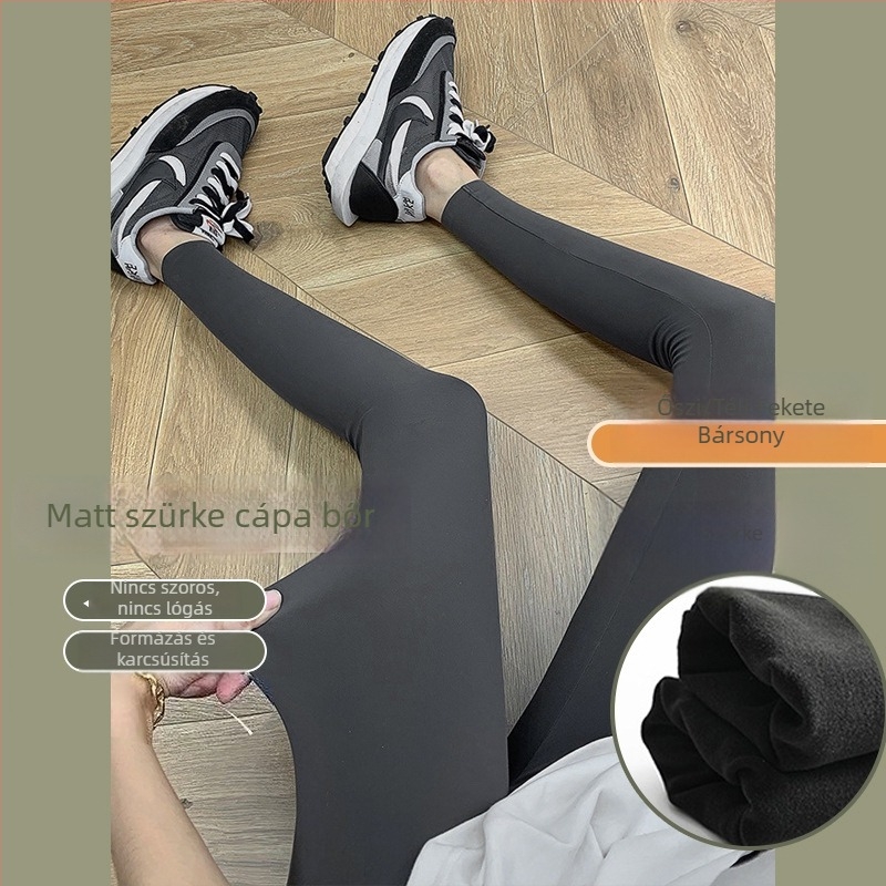 Kismama leggings fleece-béléssel az őszi-téli időszakra, jóga-stílusú, vastag és rugalmas