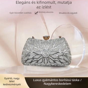 Női estélyi táska, PU anyag, szatén belső, kis négyzet alakú stílus, vízszintes forma, telefontartó zseb