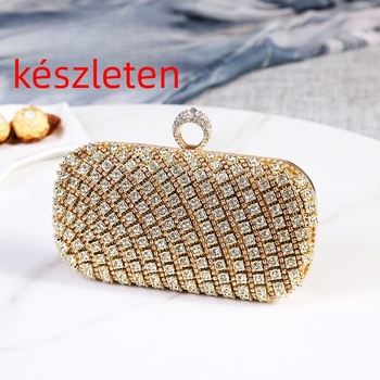 Estélyi doboz kézitáska, fémből készült test, belső szintetikus bőrrel, ovális alak, háromdimenziós külső dizájn, retesz zár.