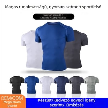 Férfi slim-fit rövid ujjú edzőpóló – gyorsan száradó, lélegző, nedvességelvezető, Vinylon 95% + Spandex 5%