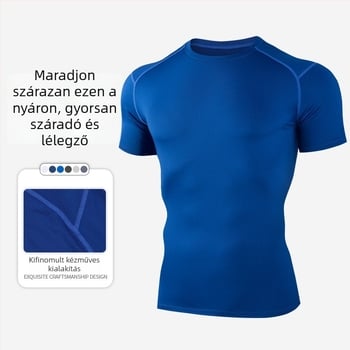 Férfi slim-fit rövid ujjú edzőpóló – gyorsan száradó, lélegző, nedvességelvezető, Vinylon 95% + Spandex 5%