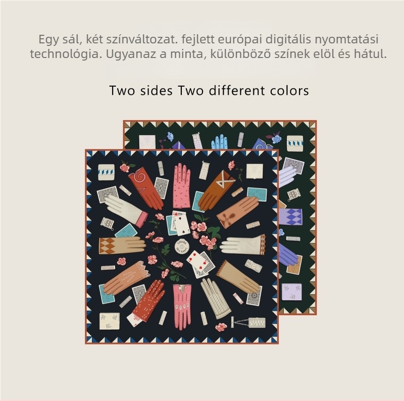 Négyzetes sál; twill szövés; 100% poliészter; gyorsan száradó; négy évszak; nyomtatott minta.