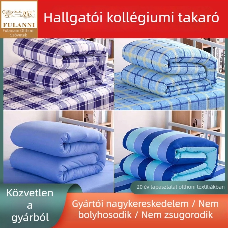 Fulani háromrészes kollégiumi ágyneműkészlet, 100% pamut, twill szövés, reaktív nyomtatás és festés, csíkos mintázat, szövet sűrűség 130x70