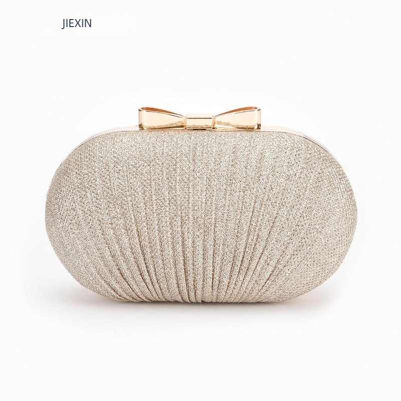 Estélyi Clutch - Ovális formájú, Poliészter, Záróval, Láncos vállpánttal, Telefontartó zseb