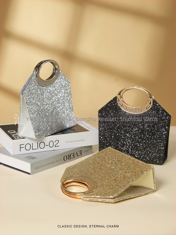 Estélyi táska kristályokkal, kis négyszögletű klutch, zárható zárás, poliészter bélés, belső zsebek telefonra és azonosító kártyára, városi minimalist stílus, 2025 tavasz