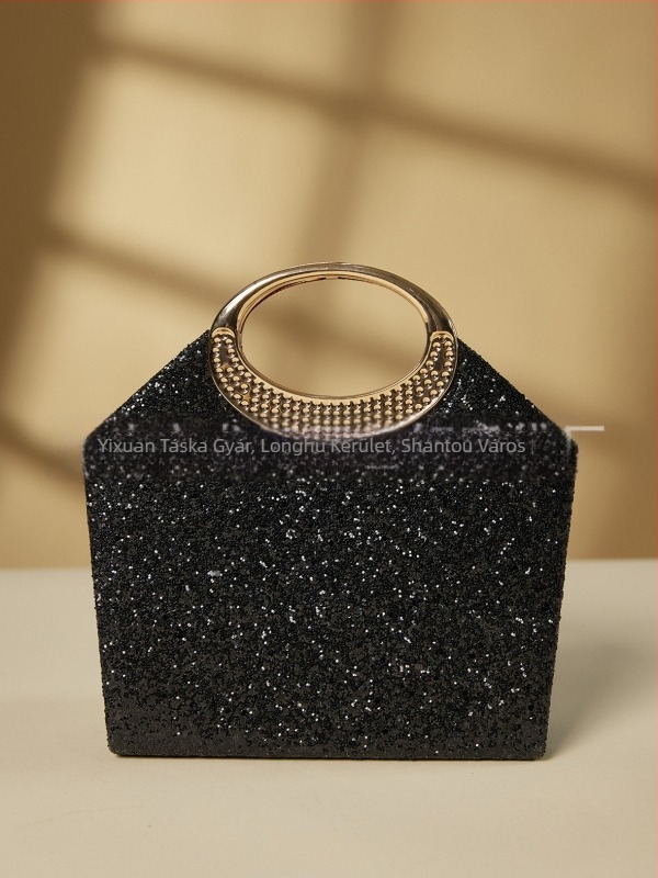 Estélyi táska kristályokkal, kis négyszögletű klutch, zárható zárás, poliészter bélés, belső zsebek telefonra és azonosító kártyára, városi minimalist stílus, 2025 tavasz