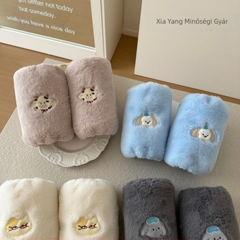 Hímzett plüss karvédő készlet télre, uniszex, anti-szennyezés, nyúl szőranyag, eredeti dizájn