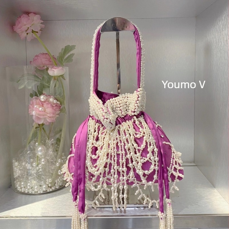 Selyem vödrötáska pliszé dizájnnal, szalagNYitással és poliészter béléssel