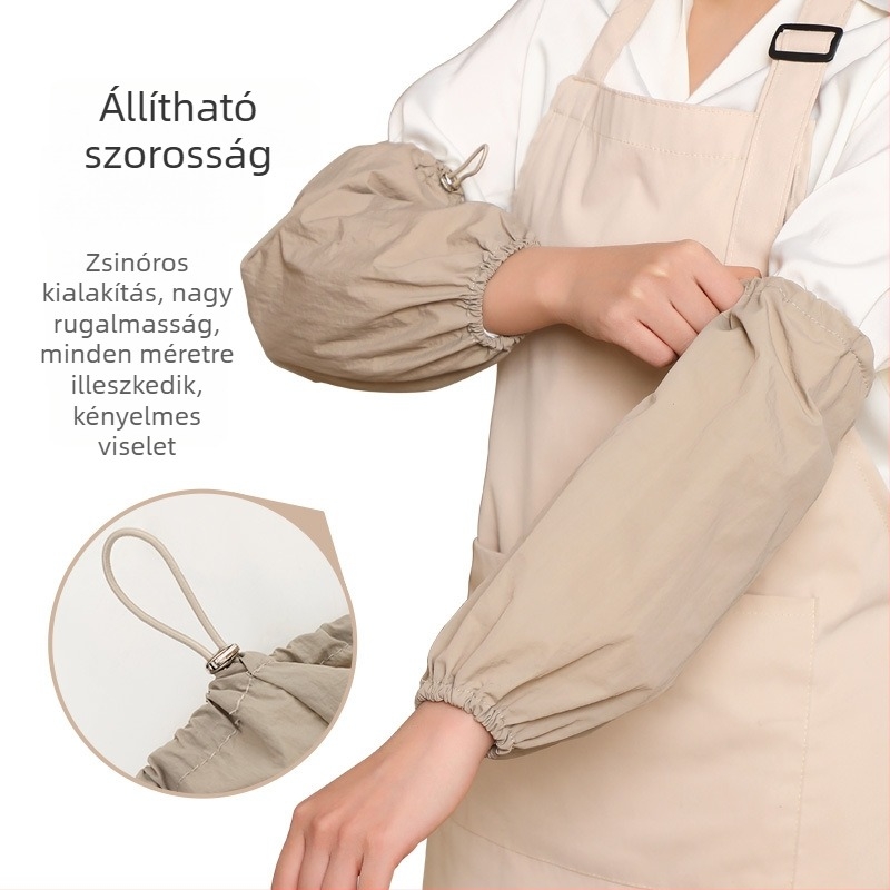 Női hosszú konyhai ujjvédők, vízállóak, foltállóak, állítható mandzsetta, egyszínű, poliészter, Mule