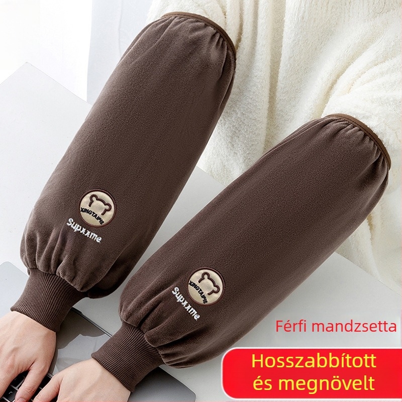 Hosszú könyökvédő flanelból, meleg, szennyeződés elleni, felnőtteknek – háztartási és irodai használatra