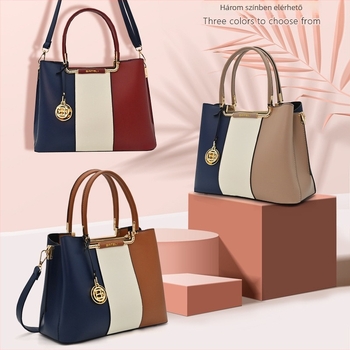 Női crossbody válltáska, PU bőr, nagy kapacitás, zipzáras záródás, belső zseb rendszere