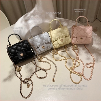 K-stílus retro satchel, PU anyagú, kis négyzet alakú válltáska lánccal, fedéllel, mágneszár
