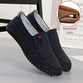 Férfi slip-on vászoncipő konopés felsőrésszel, TPR talppal, lélegző, mindennapi viselet, alacsony felső rész, hegyes orr