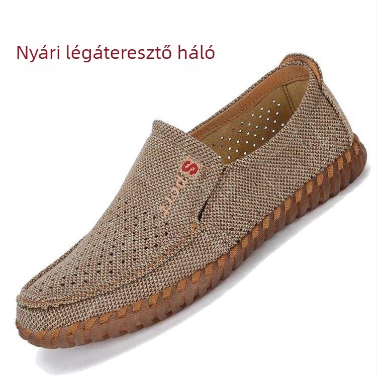 Férfi slip-on vászoncipő konopés felsőrésszel, TPR talppal, lélegző, mindennapi viselet, alacsony felső rész, hegyes orr