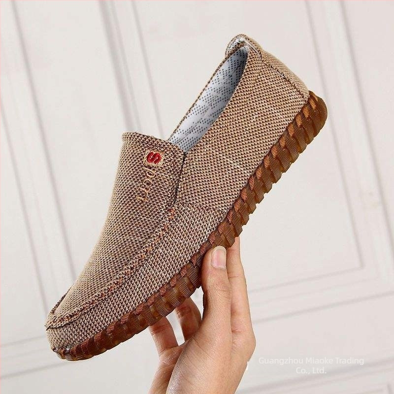 Férfi slip-on vászoncipő konopés felsőrésszel, TPR talppal, lélegző, mindennapi viselet, alacsony felső rész, hegyes orr
