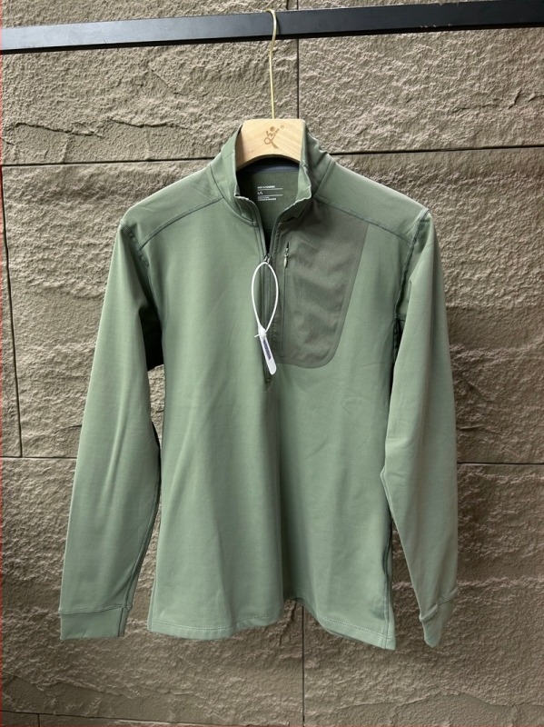 Férfi kültéri fél-zip hosszú ujjú alapréteg felső fleece-béléssel