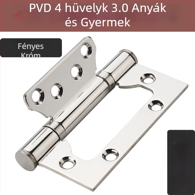 Rozsdamentes acél ajtópánt fa ajtókhoz, H-típusú, csendes működés, PVD felület, Wing márka