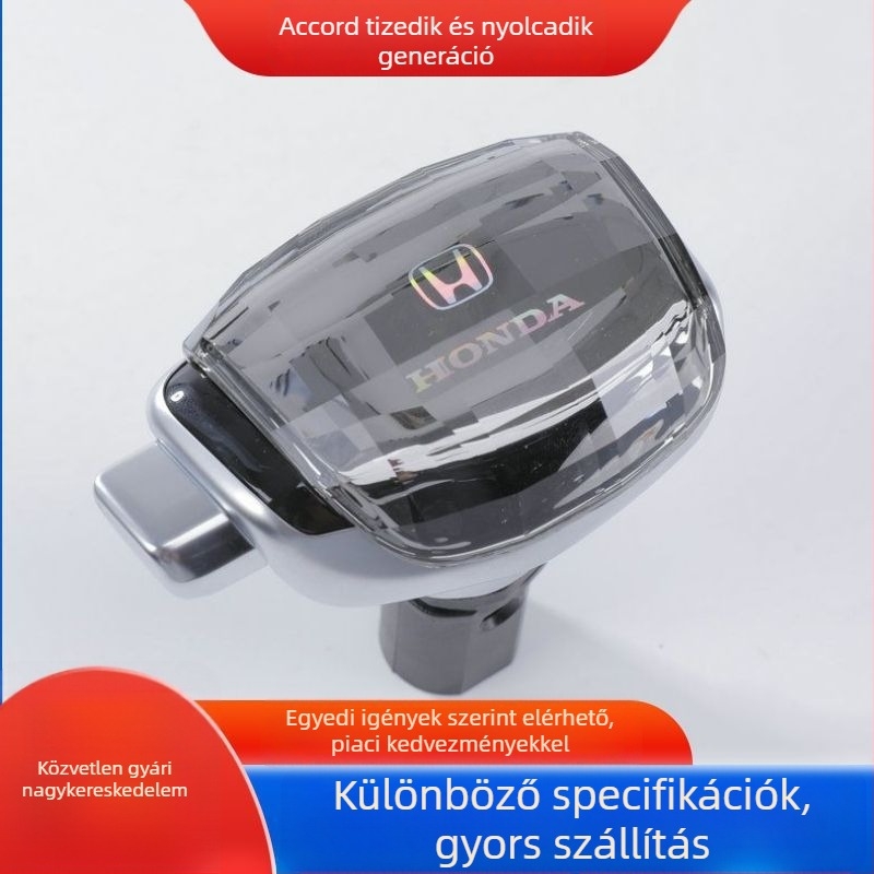Kristályból készült, világító váltókar gomb Honda Accordhoz (8. és 10. generáció)
