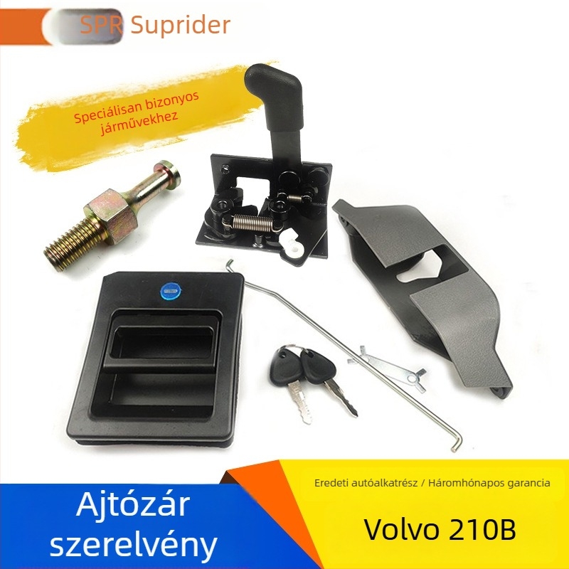 Exkavátor kabinajtó zár készlet EC210B/240B/290B/360B belső és külső fogantyúval, Volvo exkavátorhoz, rozsdamentes acélból