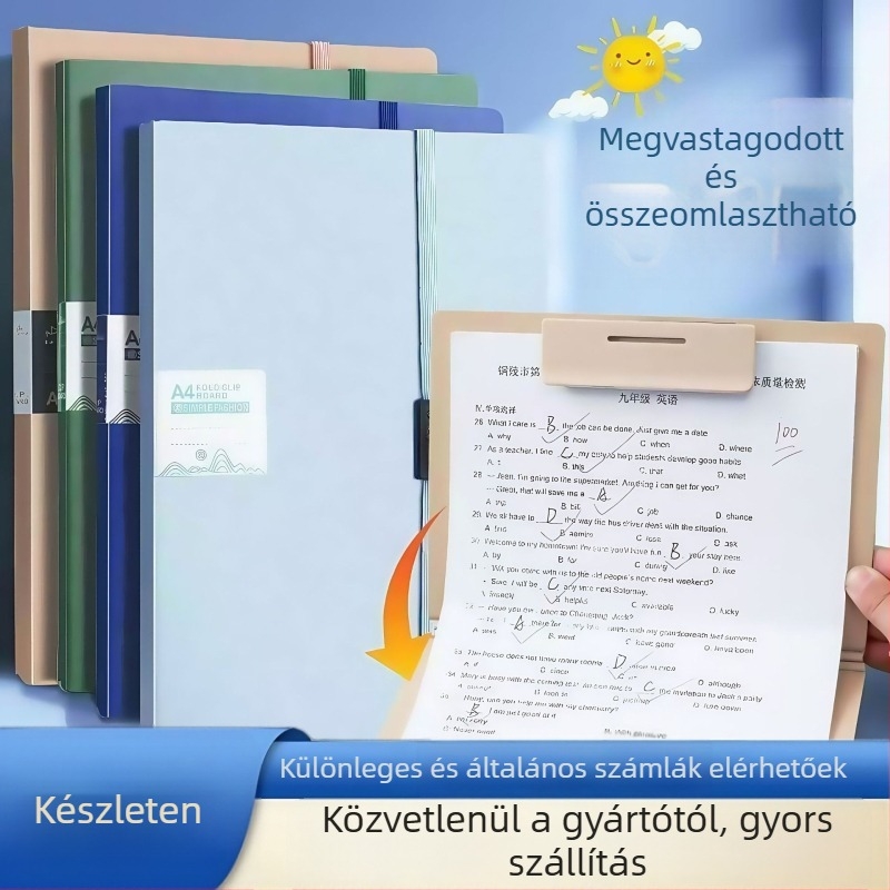 Műanyagból készült, egy klipezzel ellátott dokumentumtartó, függőleges elrendezésű, hátsó szélesség kb. 167 mm