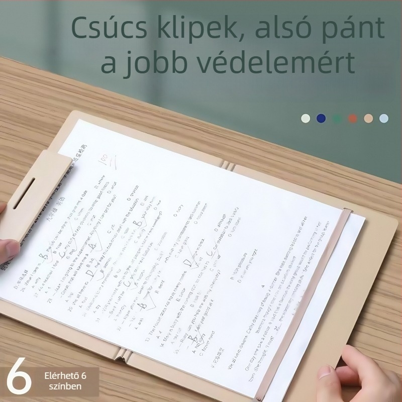 Műanyagból készült, egy klipezzel ellátott dokumentumtartó, függőleges elrendezésű, hátsó szélesség kb. 167 mm
