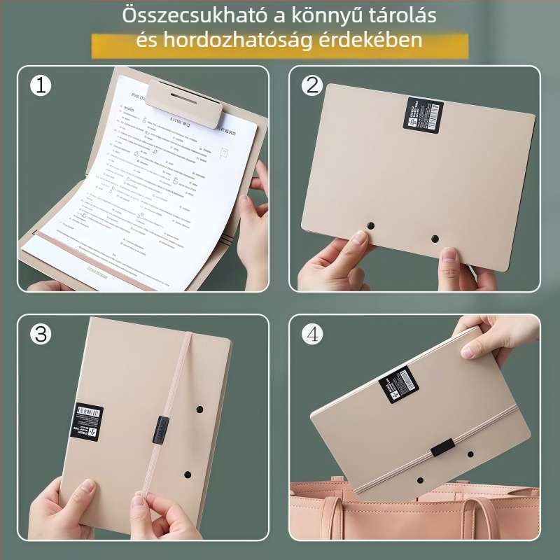 Műanyagból készült, egy klipezzel ellátott dokumentumtartó, függőleges elrendezésű, hátsó szélesség kb. 167 mm