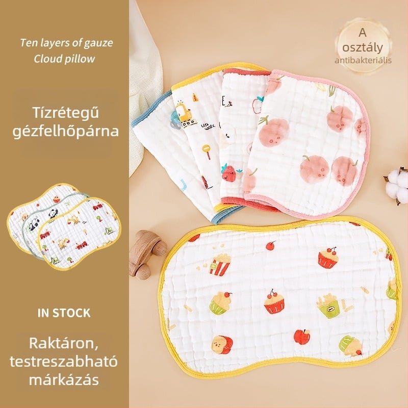 Baba párna – 100% pamut, lélegző, izzadságot felszívó, rajzfilmszerű stílusú, 0–12 hónapos korig