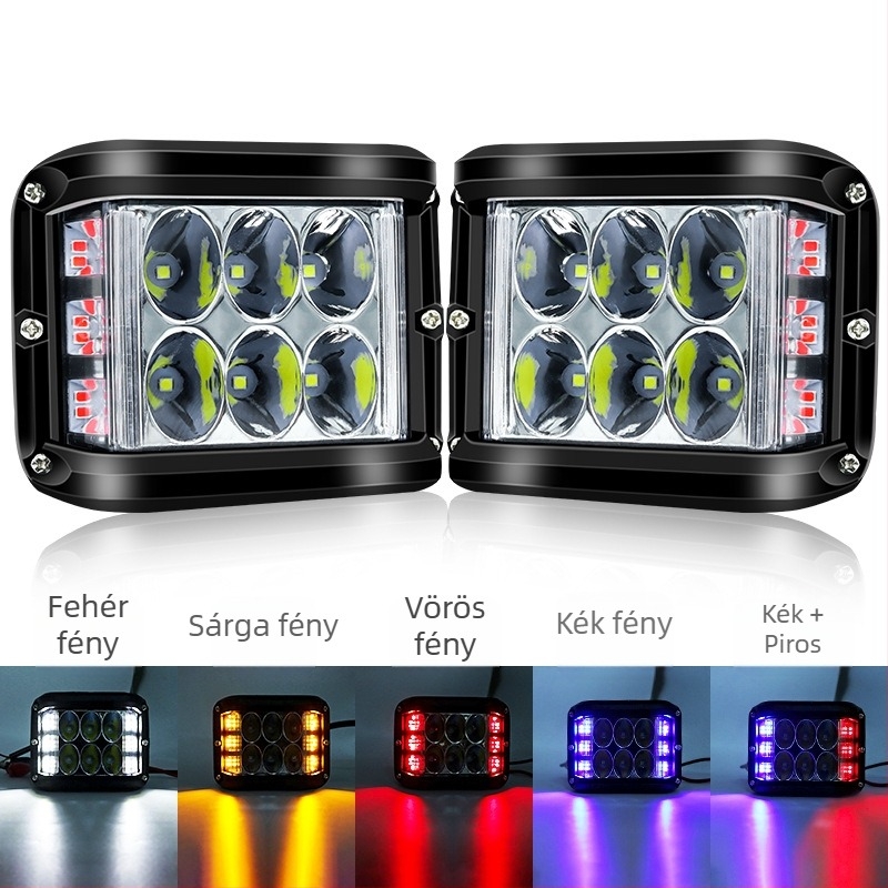 Három oldalú LED munka lámpa autókhoz - 36W, 3000lm, 9-36V, alumínium