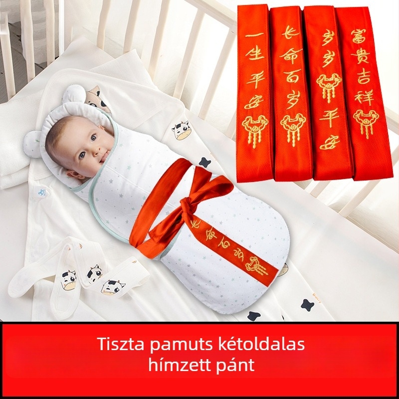 Újszülött összebújtató pléd rögzítő pántokkal, poliészter-pamut anyag