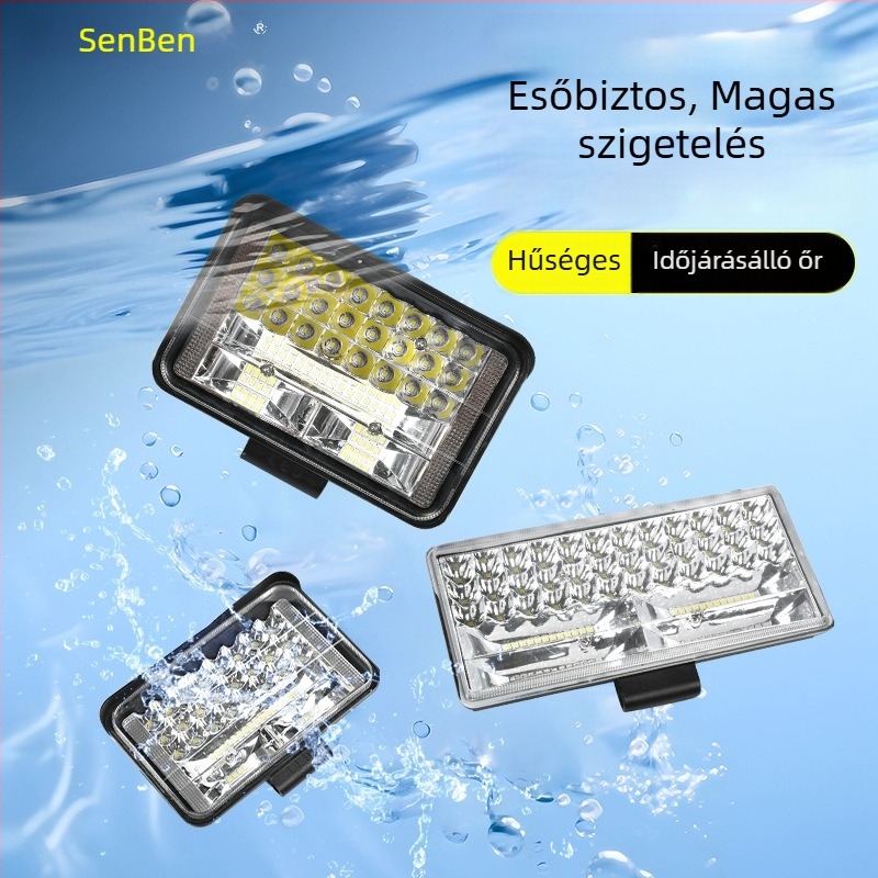 LED széles látószögű munka lámpa teherautók és terepjárók számára, 12/24V, 30W, 15000 lm, 3000K, alumíniumötvözet