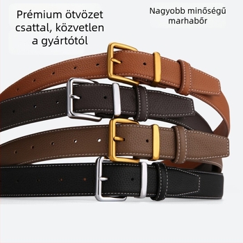 Női valódi bőrből készült öv, ötvözet csattal, záró csap, szélesség 2–4 cm, felületi elektroplakolás és tanin finish