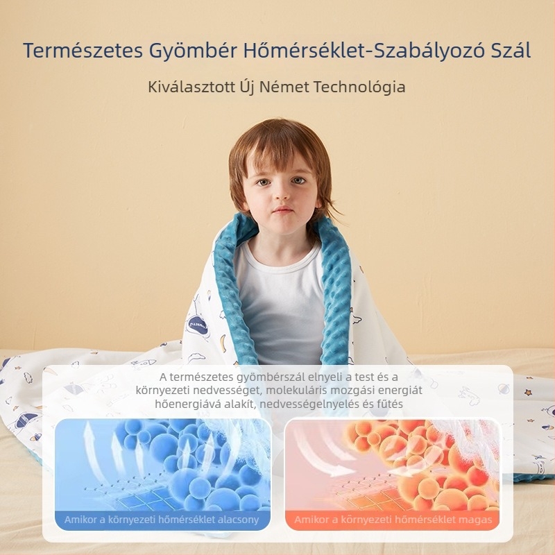 Tu Bei Rabbit 100% pamut hőmérséklet-szabályozó baba- és gyerek takaró, 500–800 g, egész éves, testreszabható