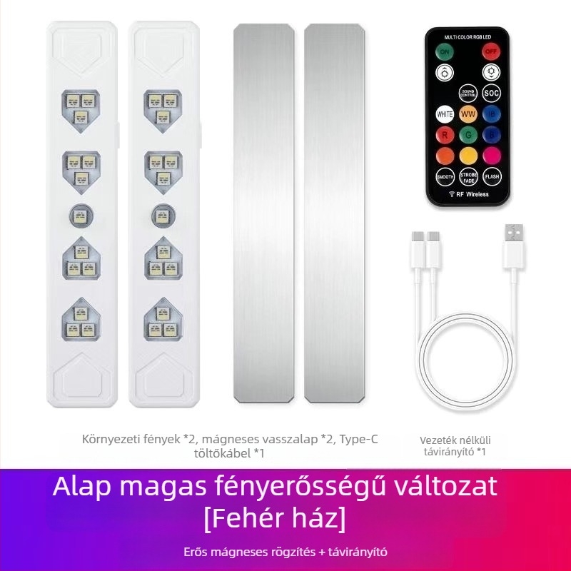 Autó lábtér ambient világítás — vezeték nélküli, 12V, ABS, automatikus szenzor